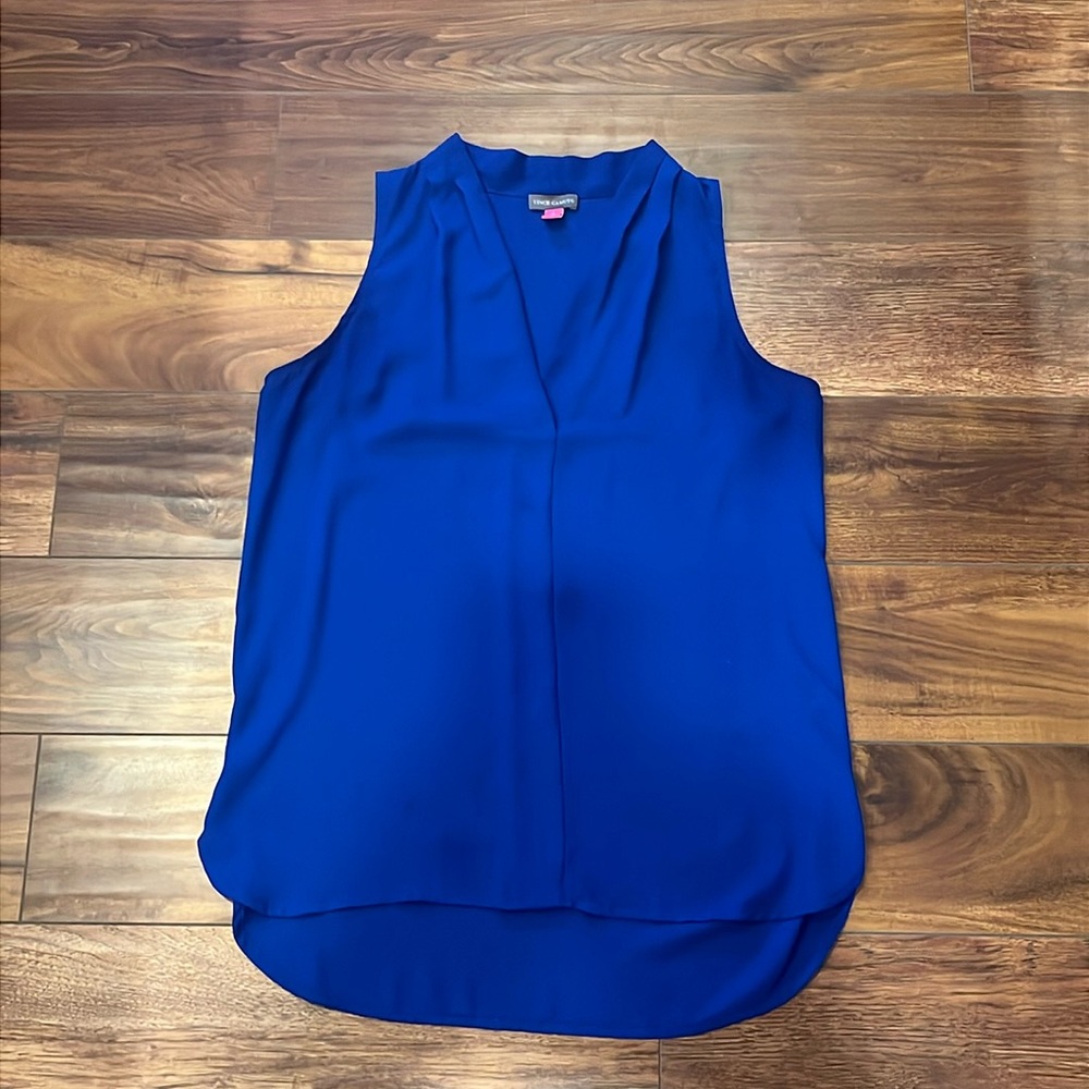 Vince Camuto Royal Blue V-neck Sleeveless Blouse Size Small
